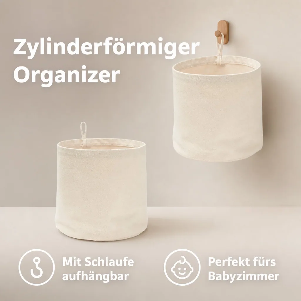 Kids Concept Aufbewahrungsboxen rund aus Stoff, hellbeige