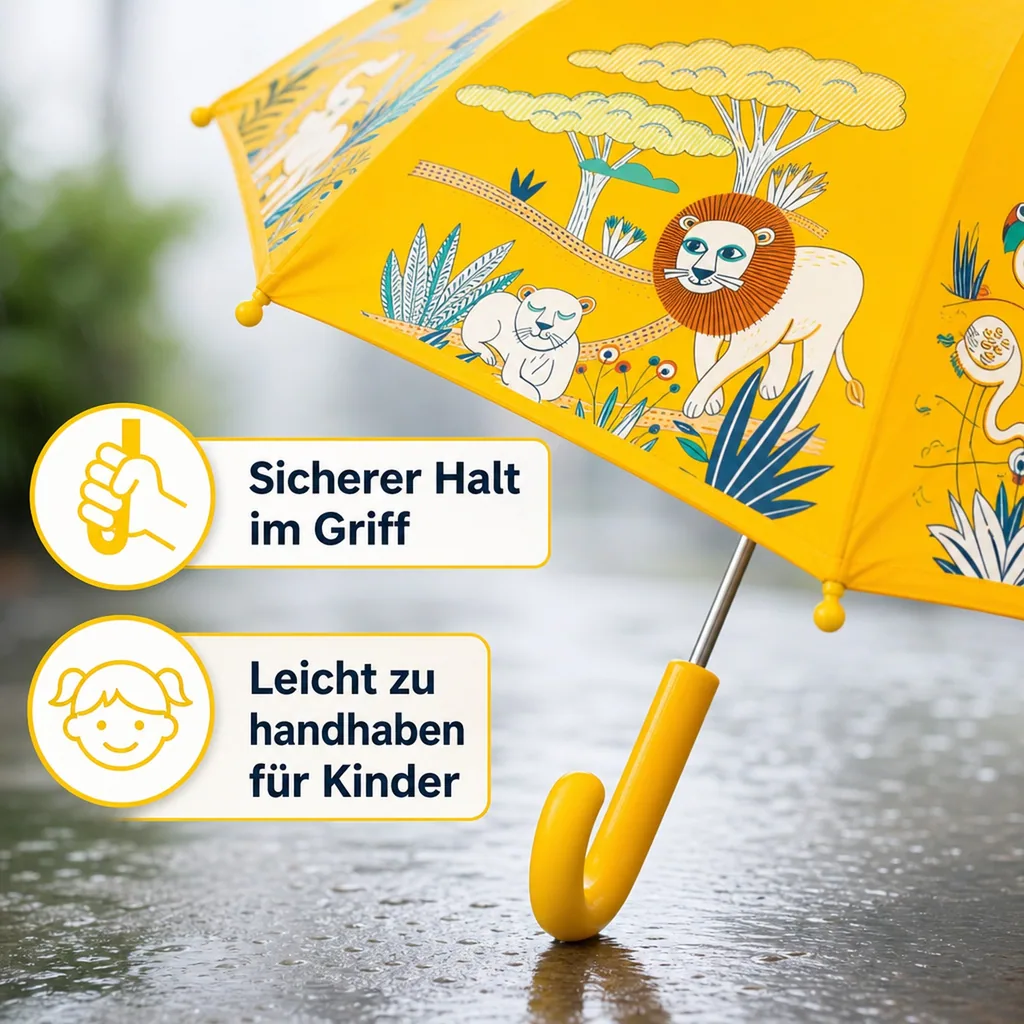 Djeco Kinder Regenschirm Savanne gelb