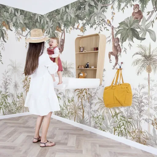 Lilipinso Vlies Wandbild Dschungel mit Palmen grün braun