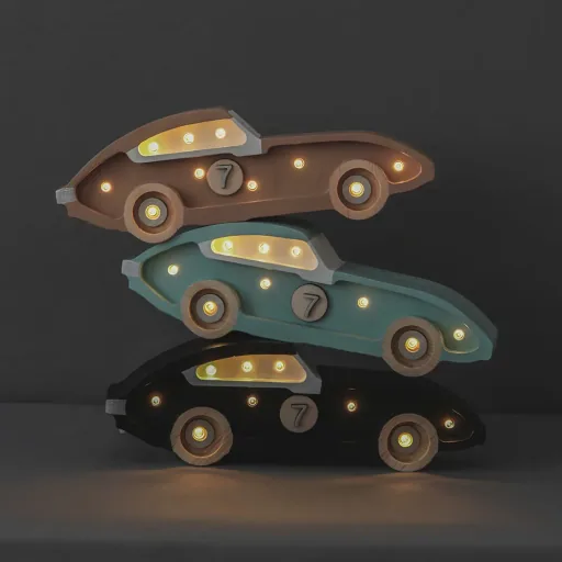 little lights Led Deko Kinderlampe Mini Rennwagen blau