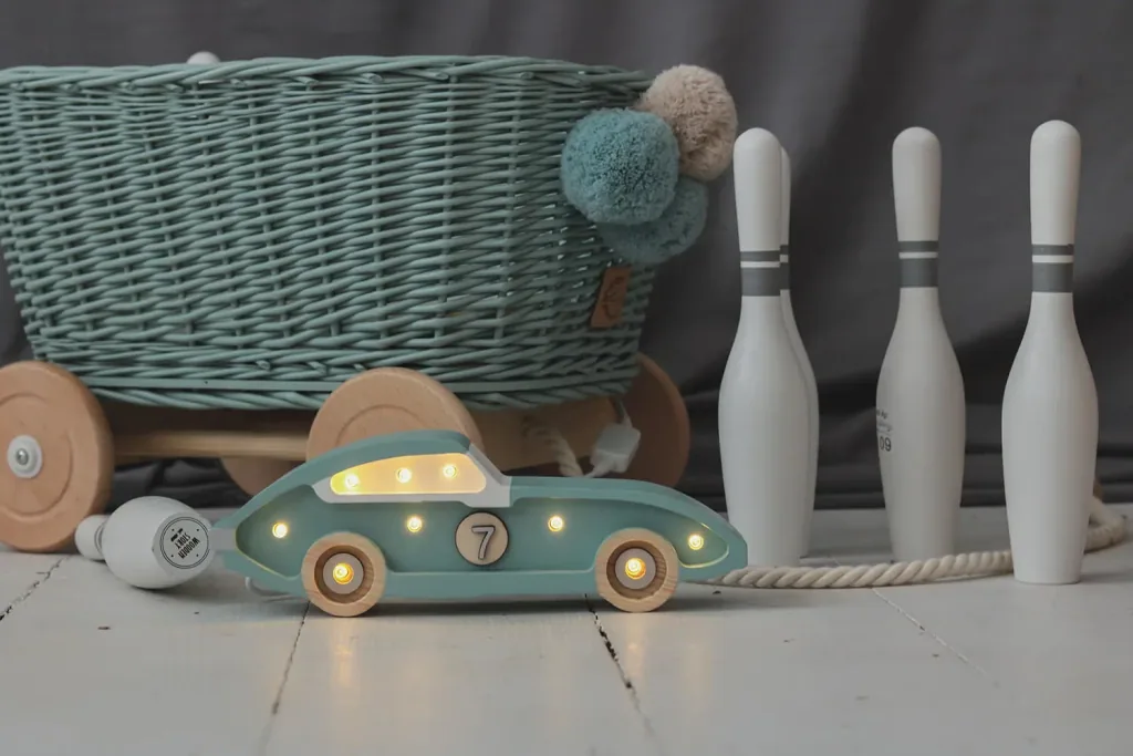 little lights Led Deko Kinderlampe Mini Rennwagen blau