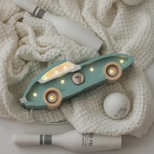little lights Led Deko Kinderlampe Mini Rennwagen blau