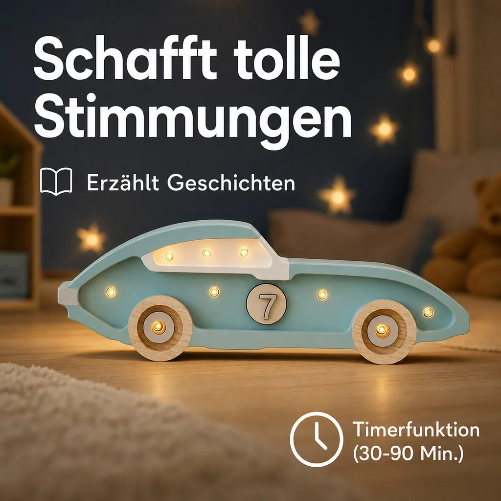 little lights Led Deko Kinderlampe Mini Rennwagen blau