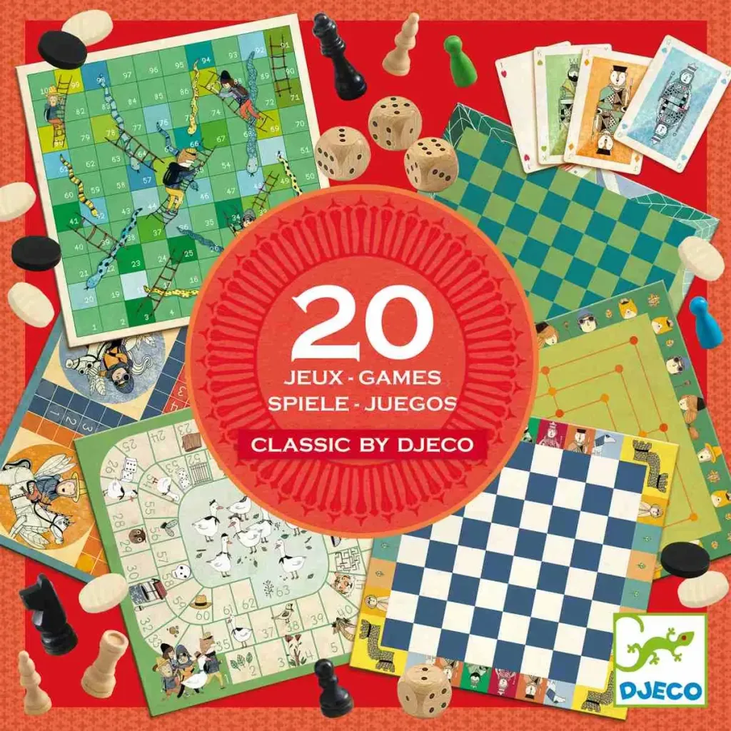 Djeco Brettspiele, Gesellschaftsspiel, Klassische spiele - Spielesammlung 20 klass. Spiele