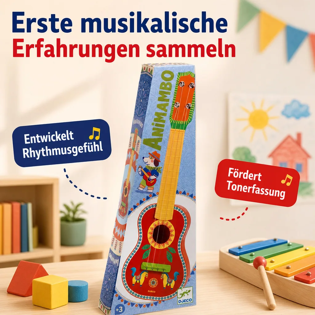 Djeco Ukulele, Musikspielzeug, Spielzeuginstrument - Animambo