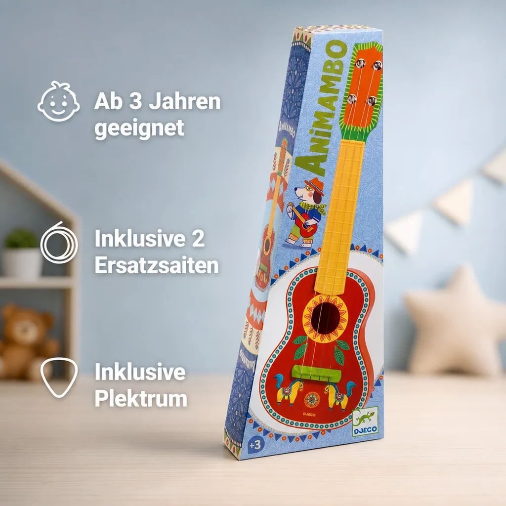 Djeco Ukulele, Musikspielzeug, Spielzeuginstrument - Animambo