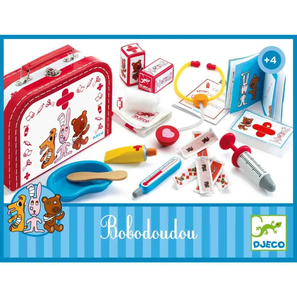 Djeco Kinderspielzeug, Tierarztkoffer, Tierarzt-Set - Rollenspiel: Bobodoudou