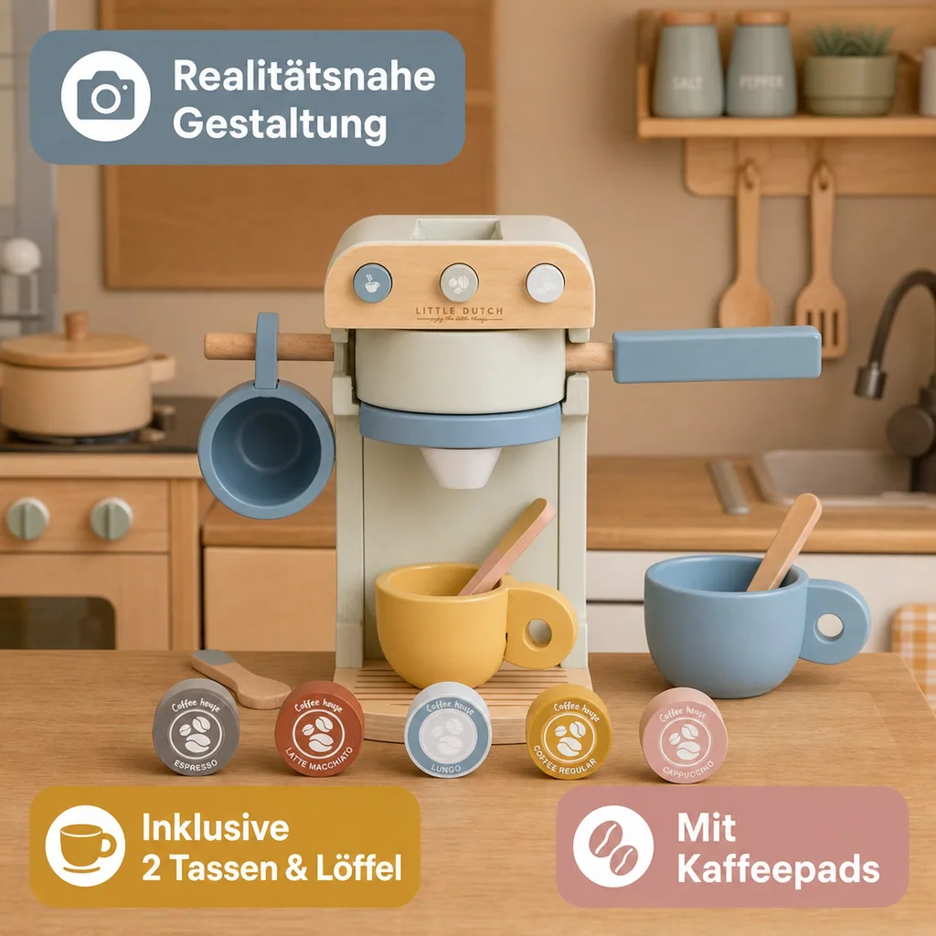 Little Dutch Holz Spielküche Zubehör Kaffeemaschine