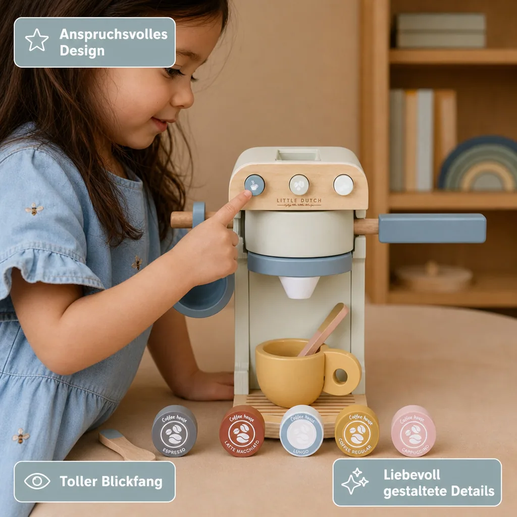 Little Dutch Holz Spielküche Zubehör Kaffeemaschine