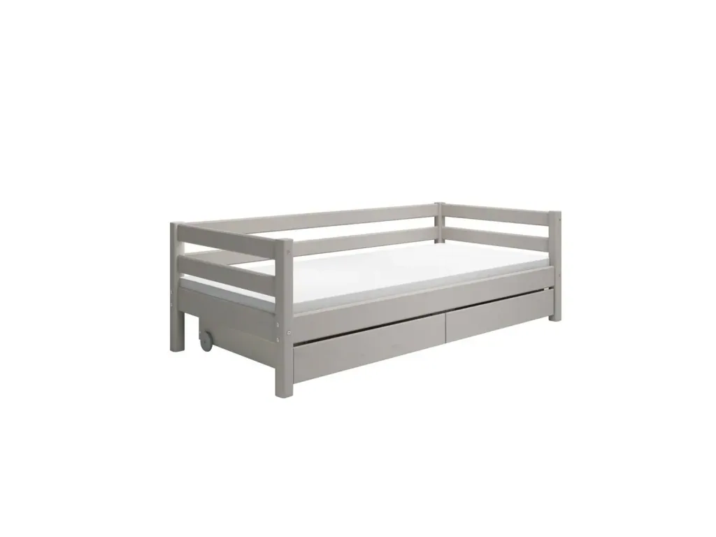 FLEXA Classic Kinderbett, Einzelbett - Gemütliches Sofa-Bett mit 2 Schubladen & Skandinavischem Design, 90x200 cm, Farbe: Grau gewaschene Kiefer