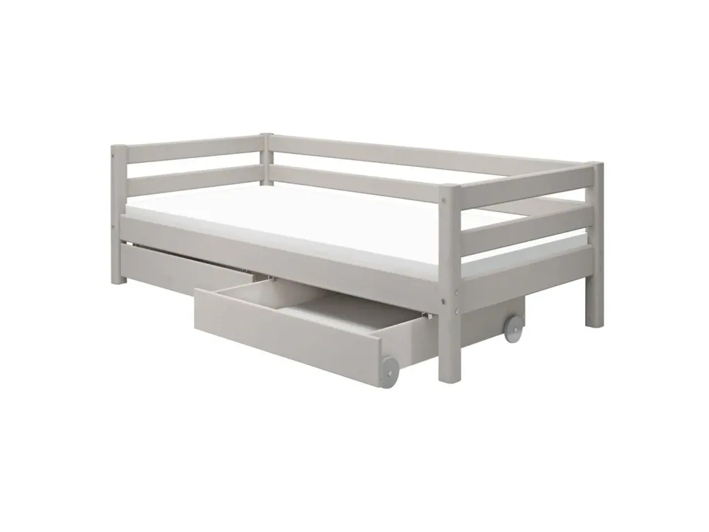 FLEXA Classic Kinderbett, Einzelbett - Gemütliches Sofa-Bett mit 2 Schubladen & Skandinavischem Design, 90x200 cm, Farbe: Grau gewaschene Kiefer