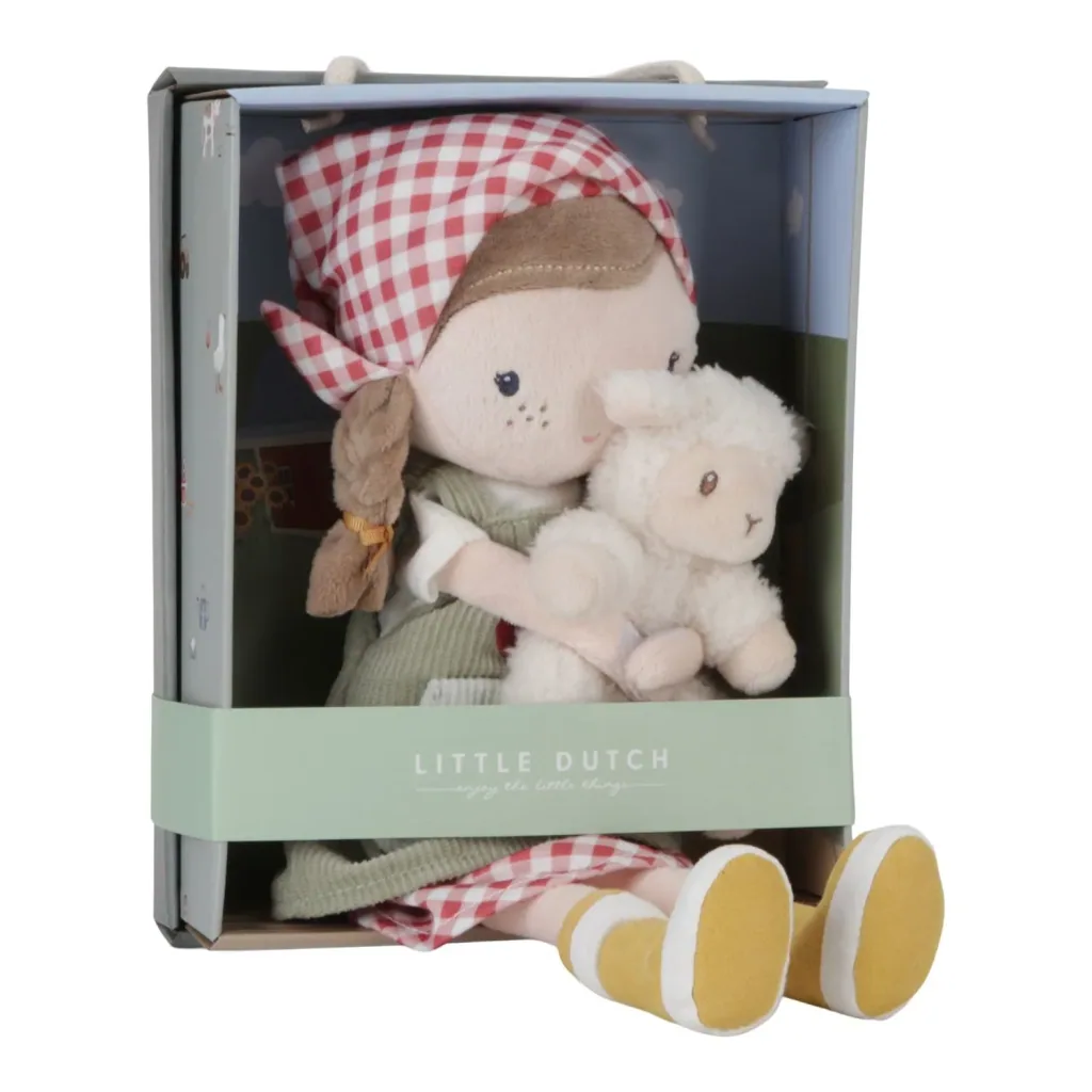 Little Dutch Stoffpuppe, Kuschelpuppe - Farmer Rosa mit Schaf, 35cm