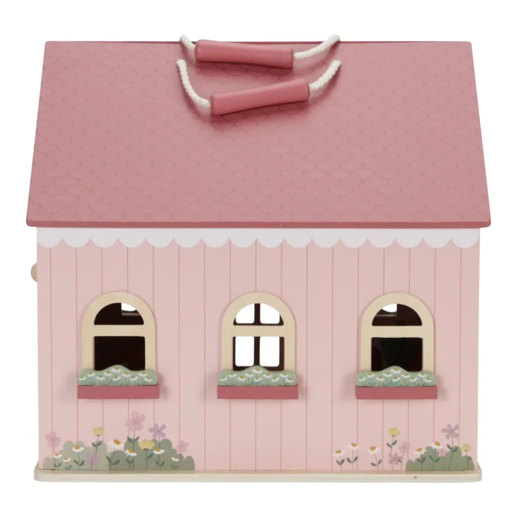Little Dutch Puppenhaus Holz: Tragbares Holzpuppenhaus mit Möbeln & Tragegriff (ab 3 Jahren)