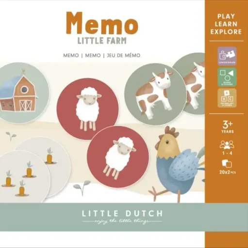 Little Dutch Memospiel Little Farm: für Kinder (ab 3 Jahren) - Konzentration & Gedächtnis trainieren