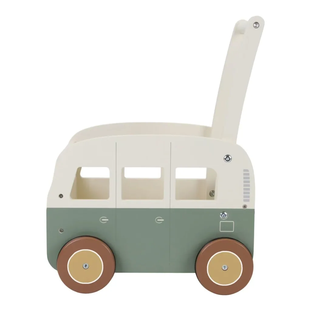 Little Dutch Lauflernwagen Holz Vintage Bus: Gehfrei & Spielzeugkiste mit Gummirädern - Motorik fördern (ab 18 Monaten)