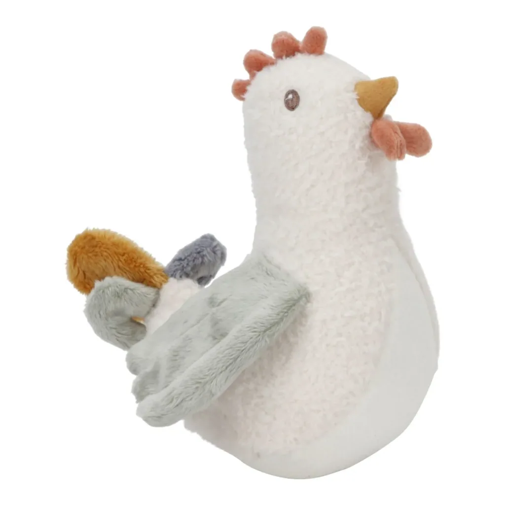 Little Dutch Kuscheltier, Plüschtier, Stehaufmännchen Steh-auf Huhn, Little Farm - Babyspielzeug mit Wackel- & Klingeffekt ab 0 Monaten