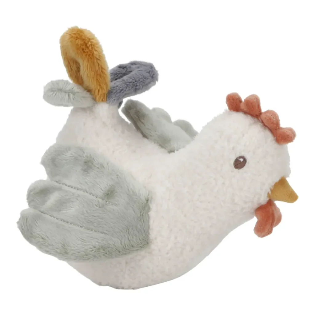 Little Dutch Kuscheltier, Plüschtier, Stehaufmännchen Steh-auf Huhn, Little Farm - Babyspielzeug mit Wackel- & Klingeffekt ab 0 Monaten