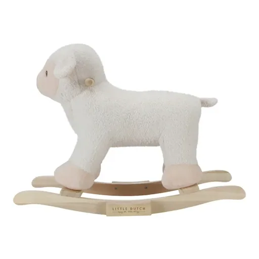 Little Dutch Schaukeltier, Schaukelfigur Little Farm - Kuscheliges Schaukelschaf aus Holz ab 18 Monaten