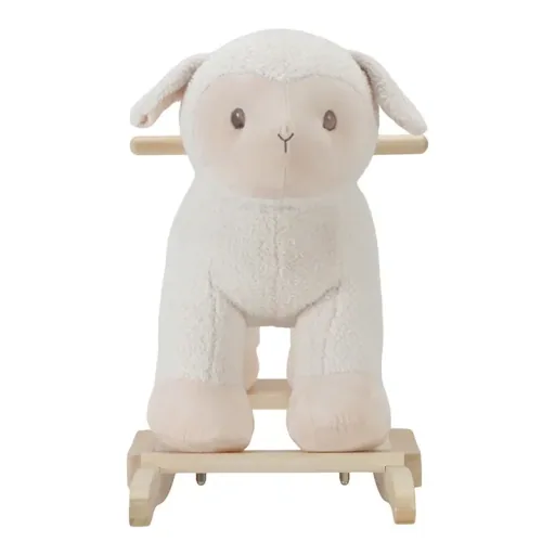 Little Dutch Schaukeltier, Schaukelfigur Little Farm - Kuscheliges Schaukelschaf aus Holz ab 18 Monaten