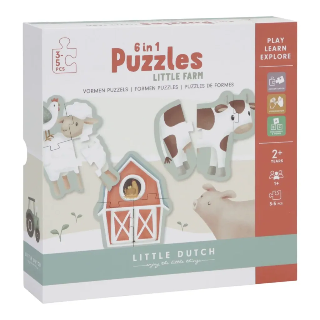 Little Dutch Puzzle-Set - 6-teiliges Lernspielzeug für Kinder ab 2 Jahren