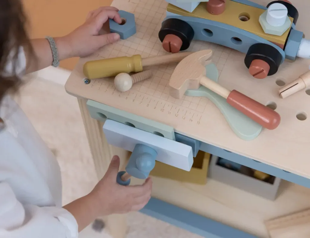 Little Dutch Werkbank Kinder, Spielzeug Werkzeug - Holz, Blau