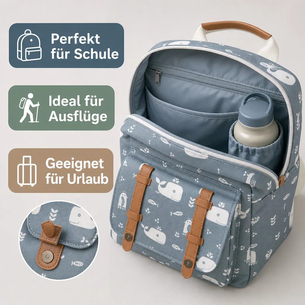 Fresk Kinderrucksack Wal blau