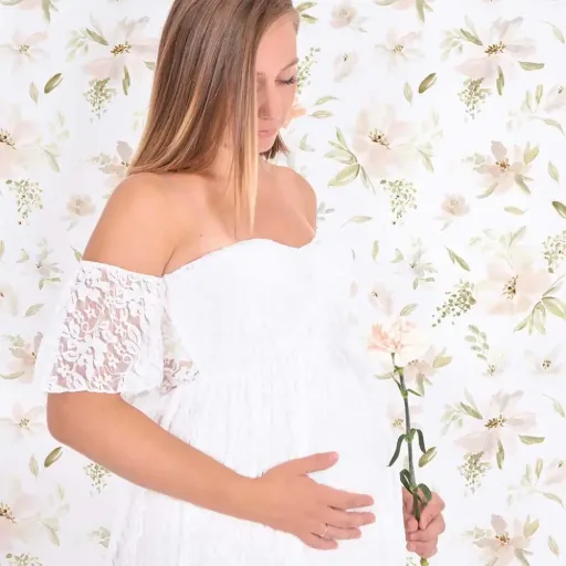 Lilipinso Vlies Tapete große Blüten apricot grün