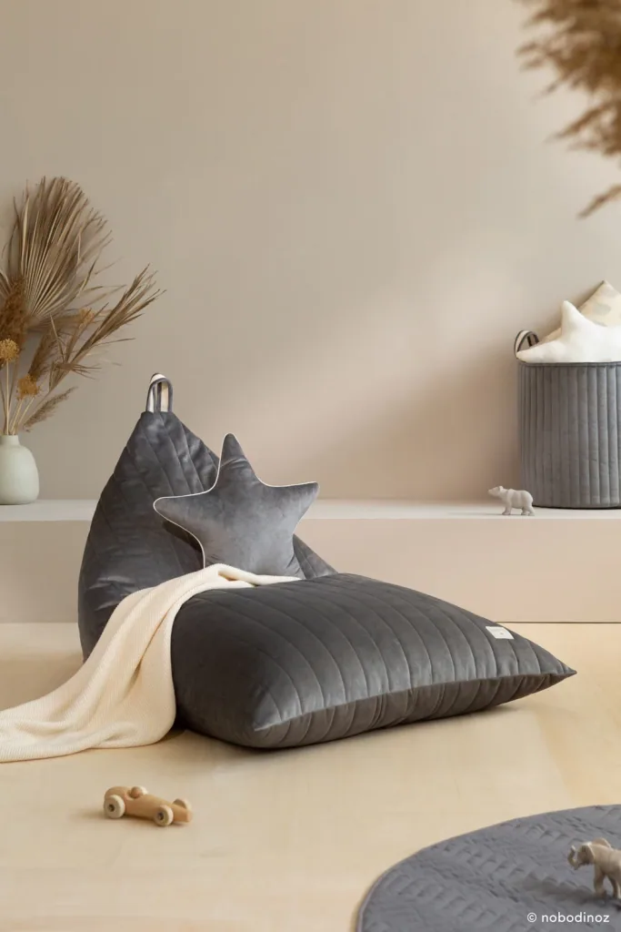 Nobodinoz Sitzsack "Essaouira" Samt schiefergrau