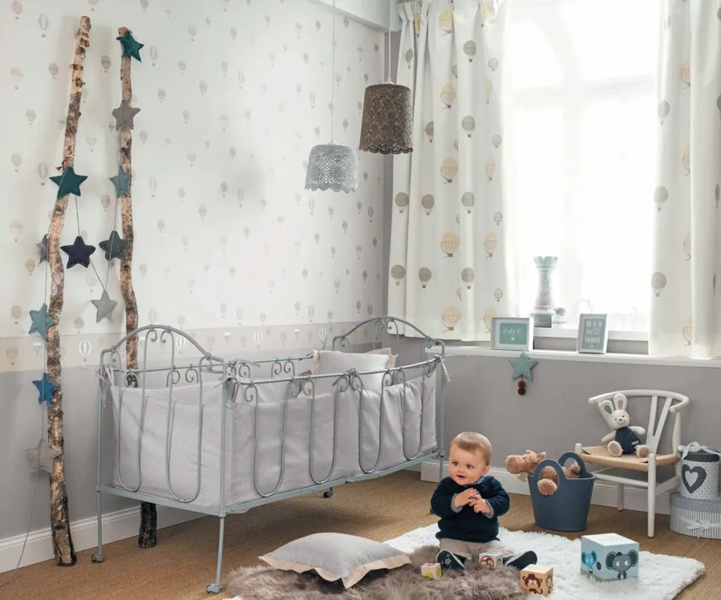 Casadeco My Little World Bordüre Heissluftballons blau braun