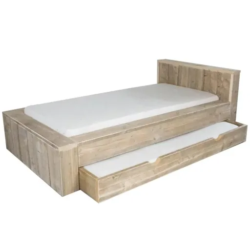 Dutchwood Block Einzelbett, Bettkasten: mit Bettschublade