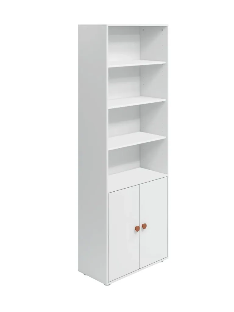 Flexa Bücherregal - Roomie, mit 2 Türen, 72x202,5 cm, Farbe: Weiß/Rouge