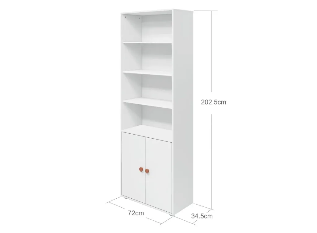 Flexa Bücherregal - Roomie, mit 2 Türen, 72x202,5 cm, Farbe: Weiß/Rouge
