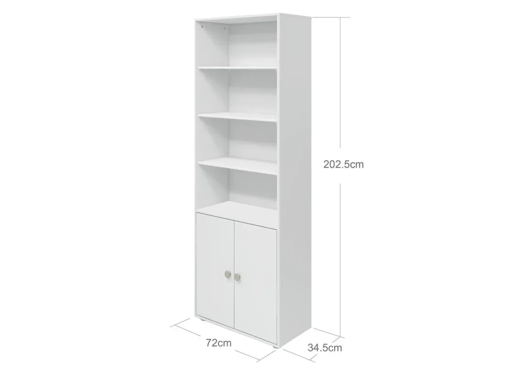 Flexa Bücherregal - Roomie, mit 2 Türen, 72x202,5 cm, Farbe: Weiß/Naturgrün
