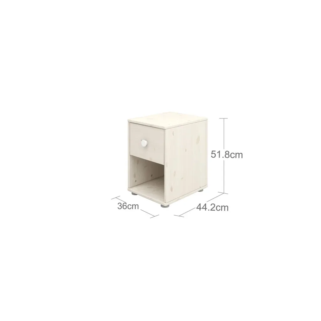 Flexa Kommode - Classic, mit 1 Schublade, 36x51,8 cm, Farbe: Weiß gekalkt / Weiß gekalkt / Weiß
