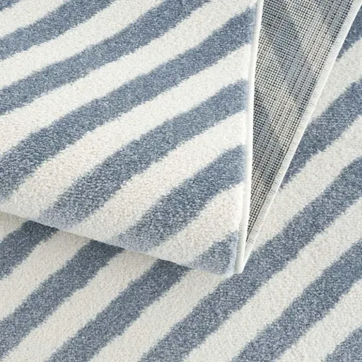 Livone Teppich Stern & Diagonal Streifen blau, Teppichgrösse: 160 x 230 cm