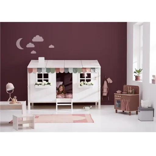 Flexa Einzelbett Haus weiss braun