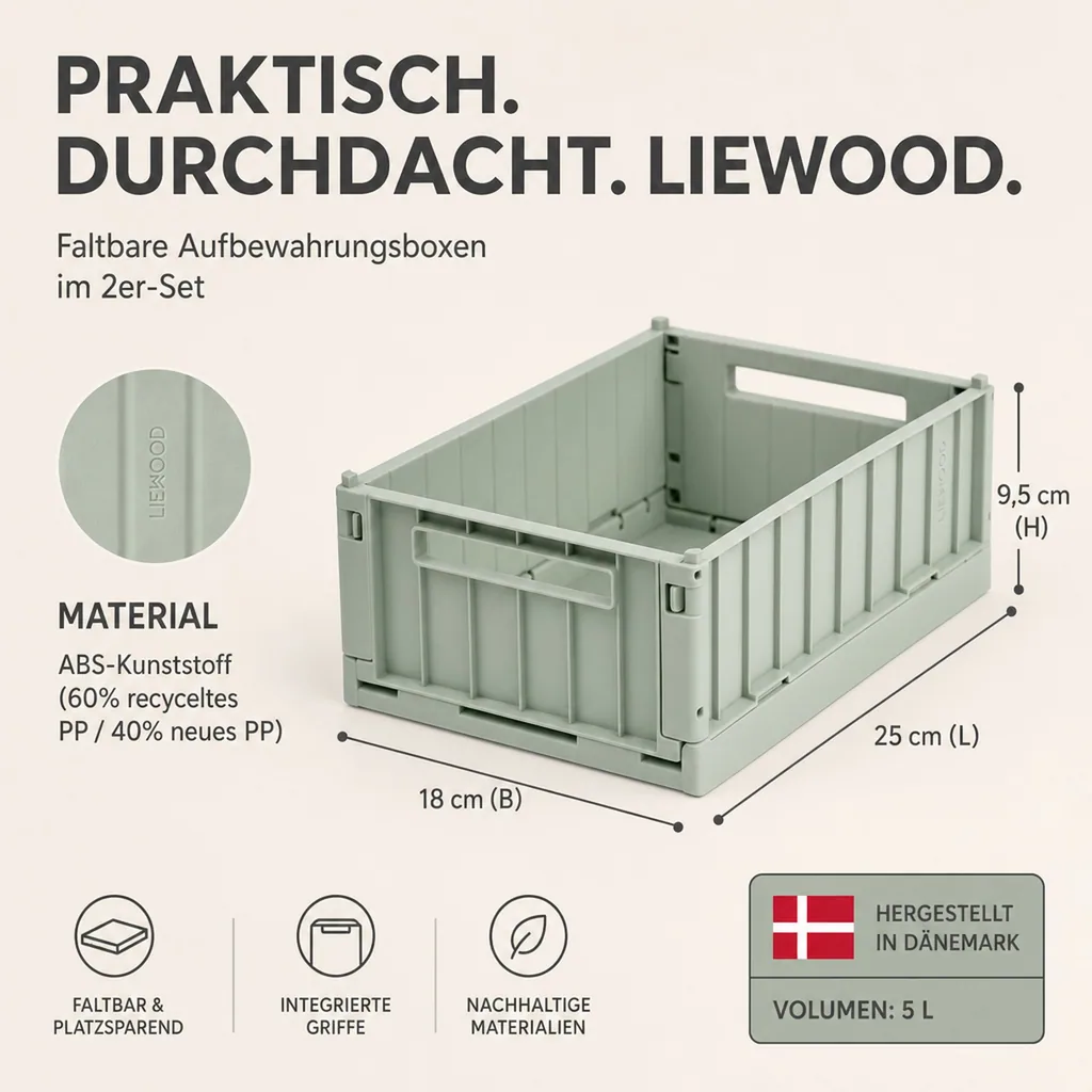 Liewood Aufbewahrungsbox "Weston" 2er-Pack S pfefferminz
