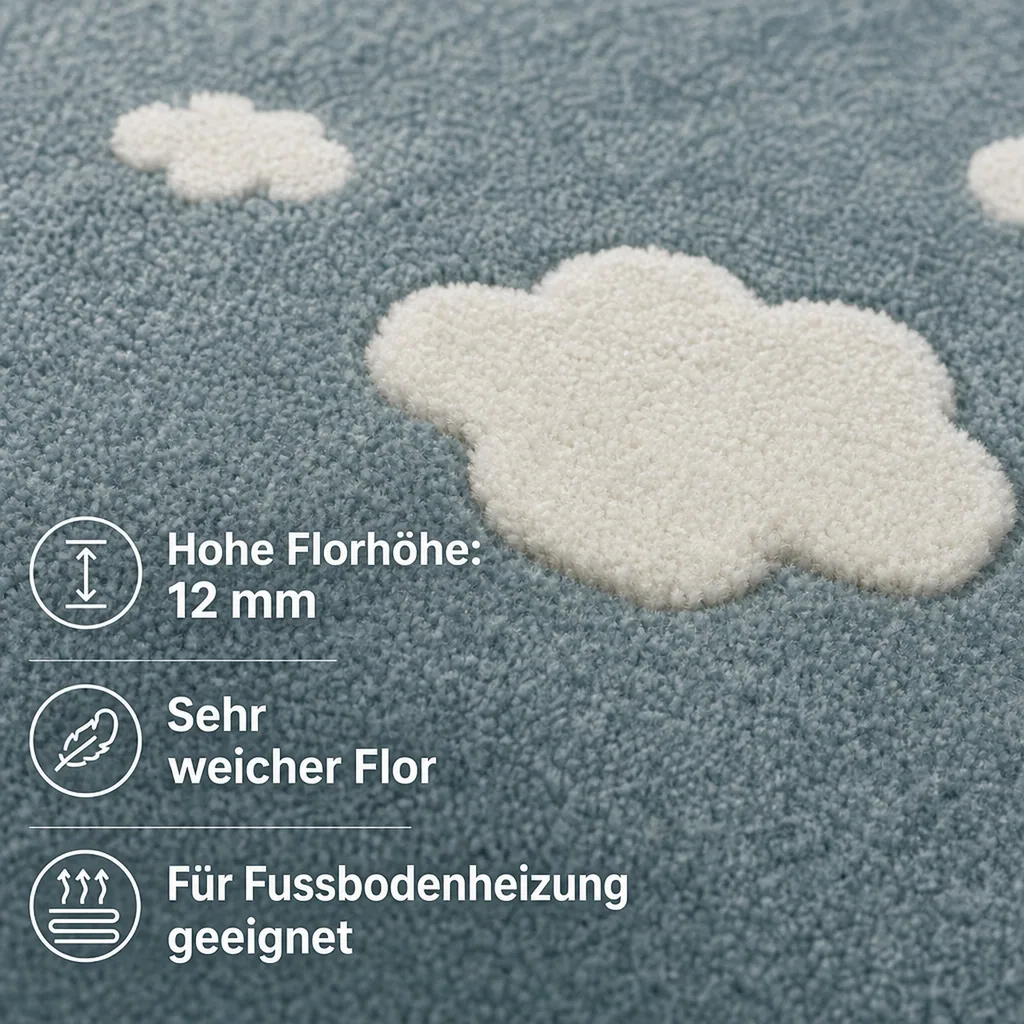 Livone Teppich Wolken mint, Teppichgrösse: 160 x 230 cm
