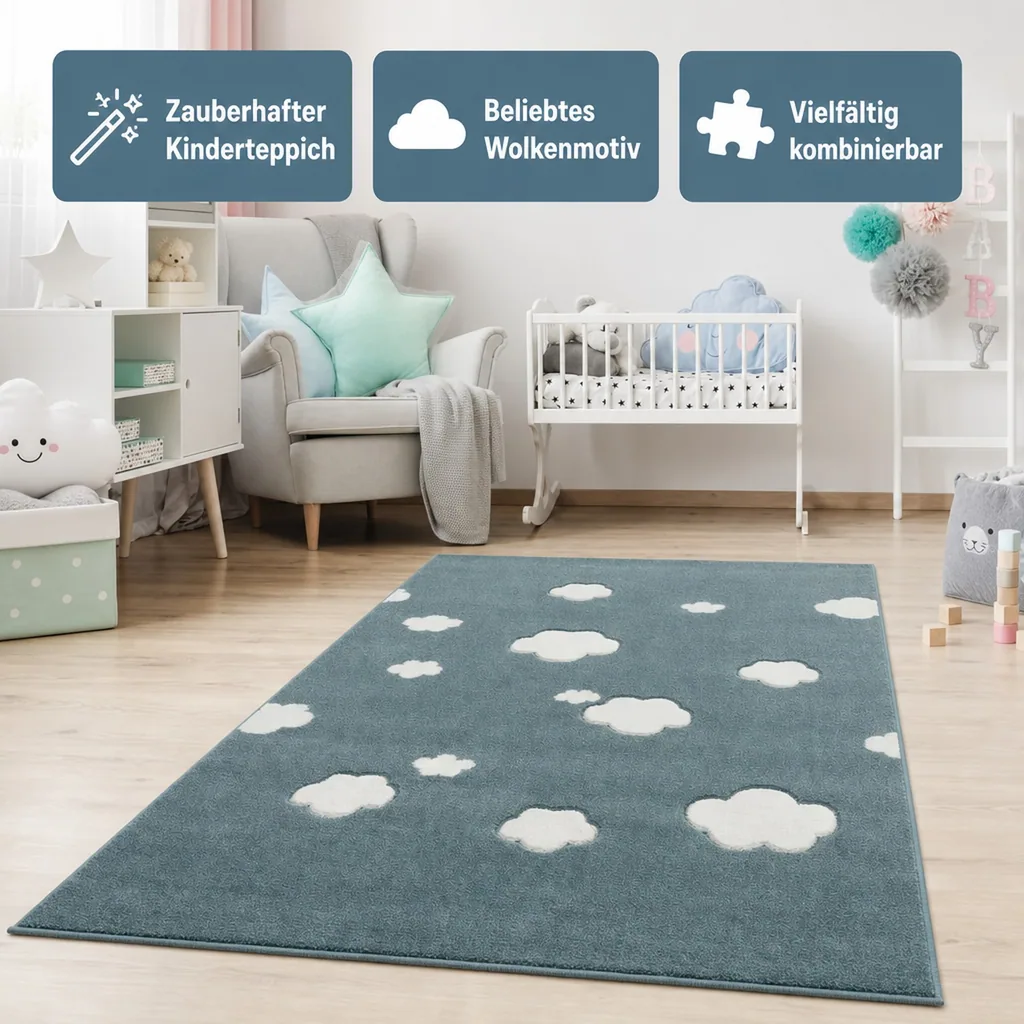Livone Teppich Wolken mint, Teppichgrösse: 160 x 230 cm