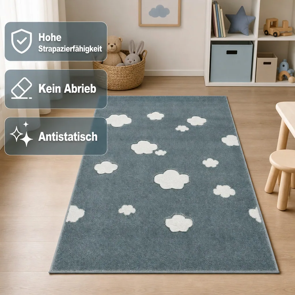 Livone Teppich Wolken mint, Teppichgrösse: 160 x 230 cm