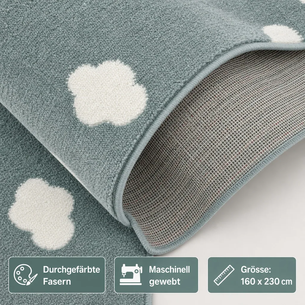 Livone Teppich Wolken mint, Teppichgrösse: 160 x 230 cm