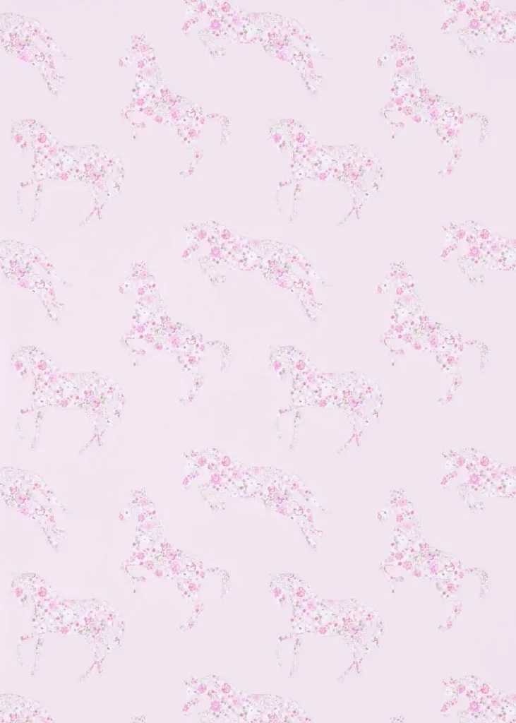 Little Sanderson Abracazoo Tapete Blumen Pferde rosa