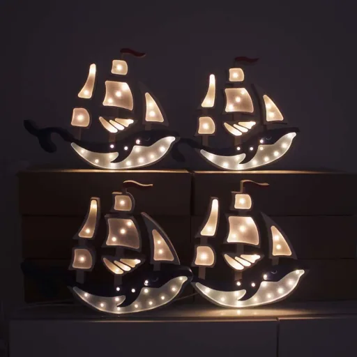 little lights Led Deko Kinderlampe Wal Segelboot