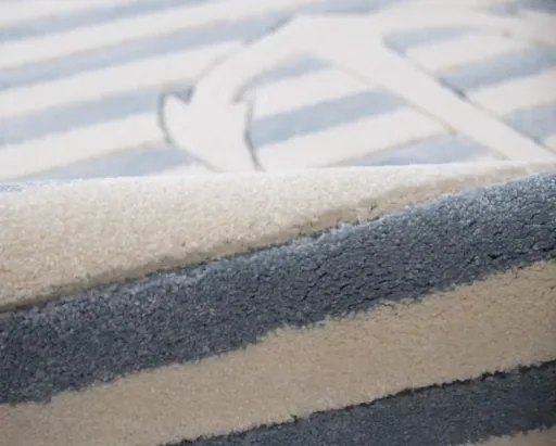 Livone Kinderteppich rund Anker blau weiss