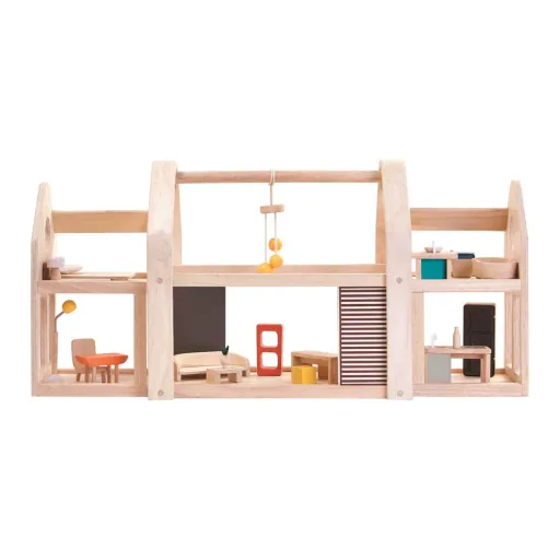 Plan Toys Puppenhaus zum Mitnehmen Holz natur