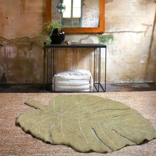Lorena Canals Teppich Blatt "Monstera" oliv
