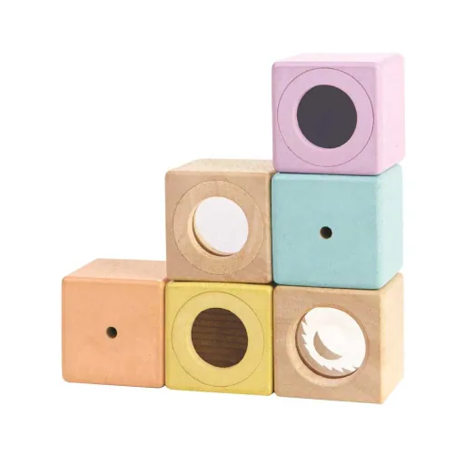 Plan Toys Sinnesklötze Holz pastell