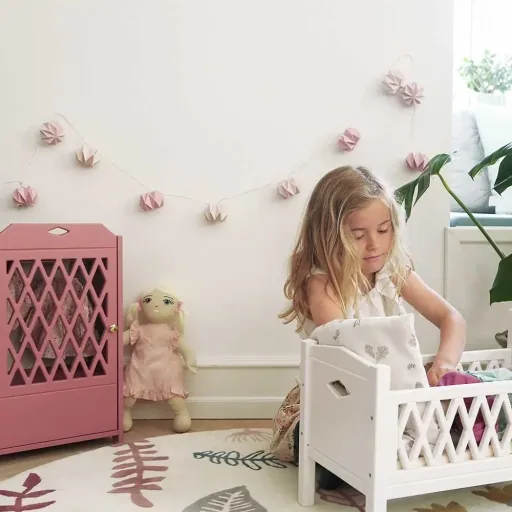 Cam Cam Teppich Blätter creme rosa