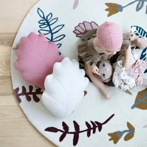 Cam Cam Teppich Blätter creme rosa