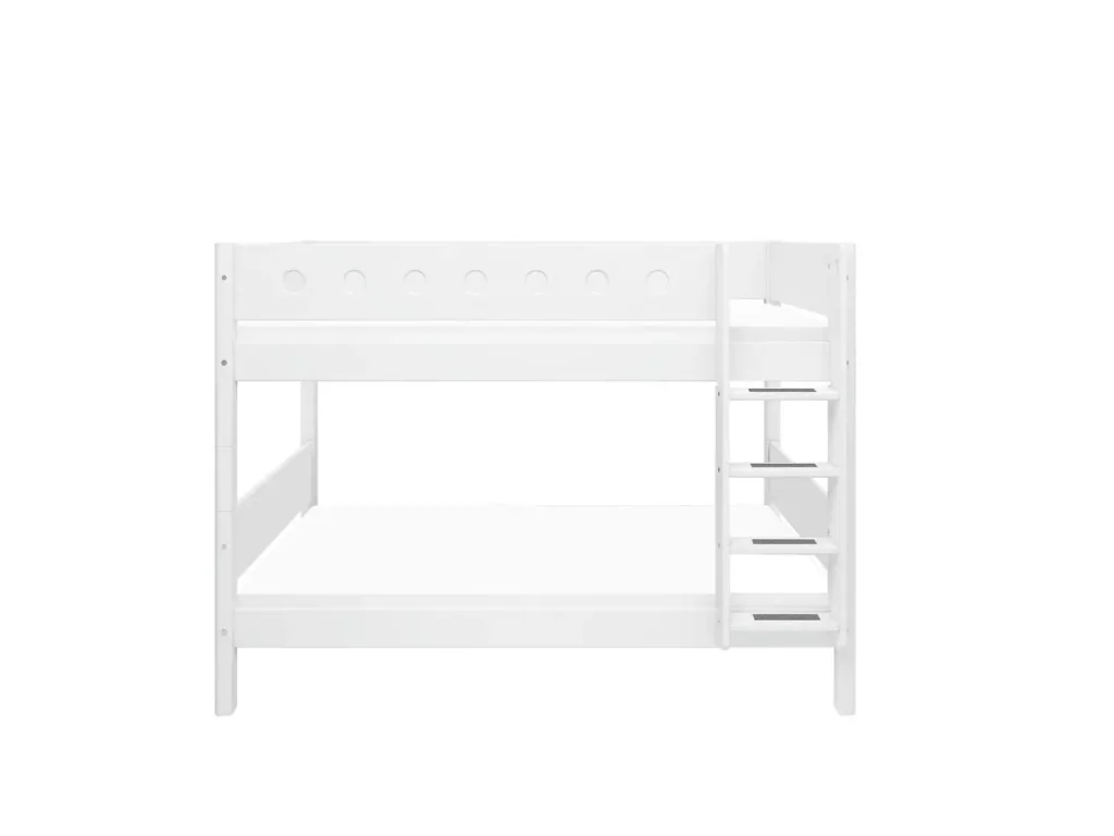 FLEXA Kinderbett, Etagenbett mit Gerader Leiter – Hochwertiges MDF und Kiefer, 90x200 cm, Platzsparende Lösung, Farbe: weiss